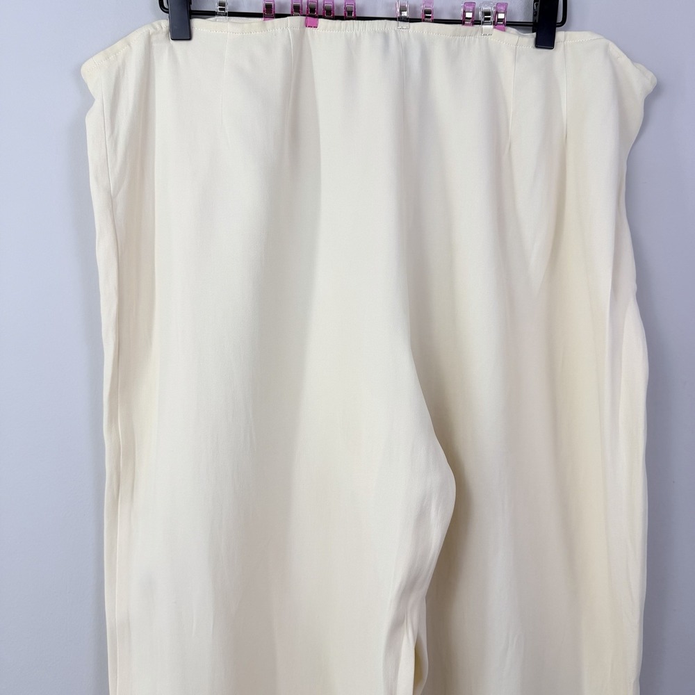 Eileen Fisher Silk Blend Pull On Pants Cream Wide Leg 1X Elastic Waist - Picture 8 of 11